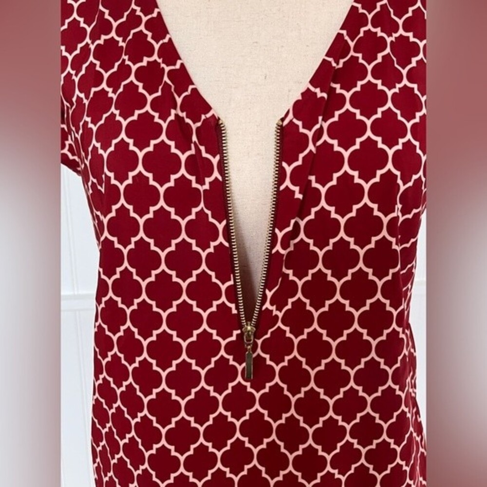 Red Zip-Front High-Low Tunic Top - Picture 3 of 6